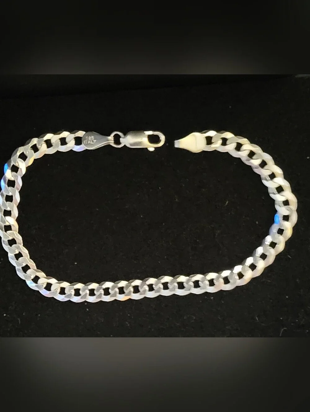 Sterling Silver Men's Cuban Chain Bracelet - Sterling Silver 7.5 Inches